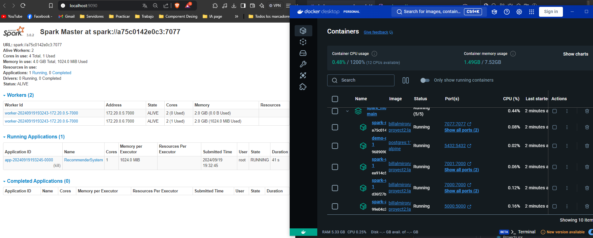Captura del proyecto Data processing and prediction